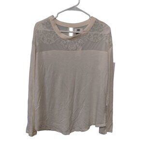 Old Navy NWT White Lace Romantic Women's Blouse Petite Size Large Long Sleeves